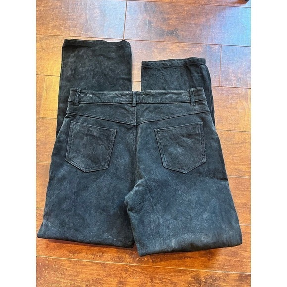 Vintage Jou Jou Skins Suede Leather Biker Y2K Slim Straight Pants Size 13/14 - Picture 10 of 13